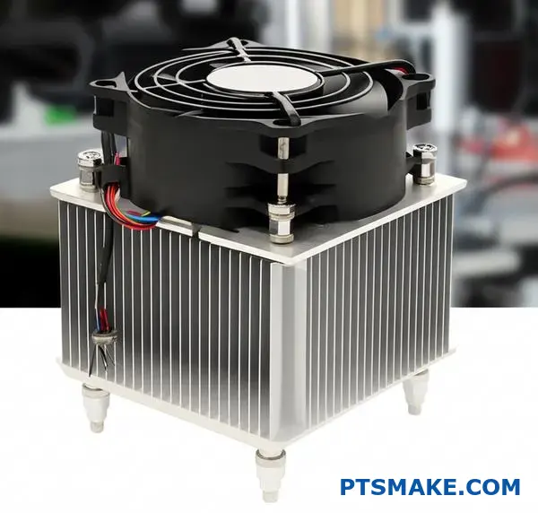 Dissipador de calor em alumínio com sistema de ventoinha de arrefecimento ativo para aplicações de gestão térmica