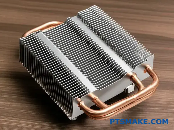 Unidade de arrefecimento da CPU em alumínio prateado com alhetas térmicas pormenorizadas que apresentam um design com tecnologia de dissipação de calor