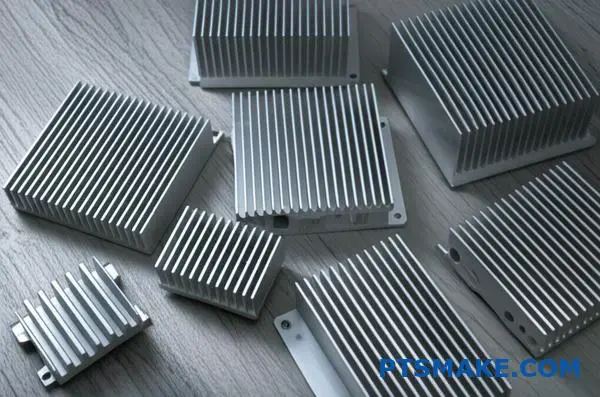 Diferentes tamanhos de dissipadores de calor em alumínio com alhetas paralelas para soluções de gestão térmica e arrefecimento