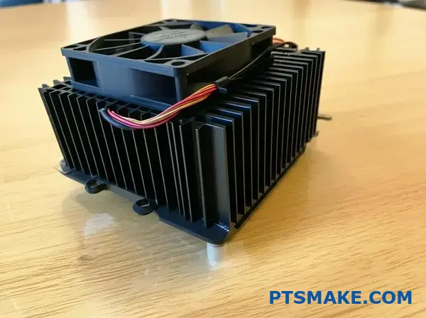 Dissipador de calor em alumínio preto com ventoinha de arrefecimento que apresenta componentes de gestão térmica para sistemas de arrefecimento electrónicos