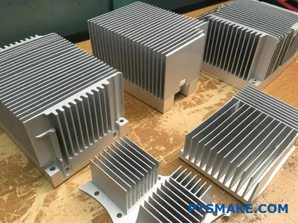 放熱用途のためのさまざまな冷却フィン構成を紹介する、さまざまなアルミニウム製熱管理部品