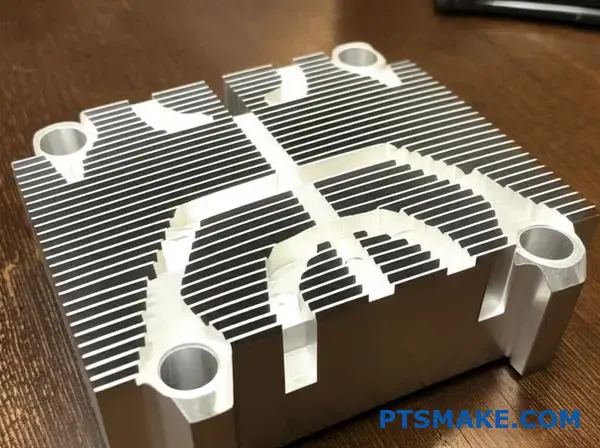 熱管理アプリケーションのための複雑なフィンパターンと精密な幾何学的ディテールを特徴とするカスタムCNC加工アルミニウムヒートシンク