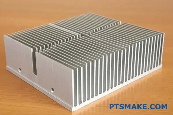 均一な肉厚を示す平行フィンと、最適な熱管理のための放射状のコーナーを備えたカスタムアルミヒートシンク