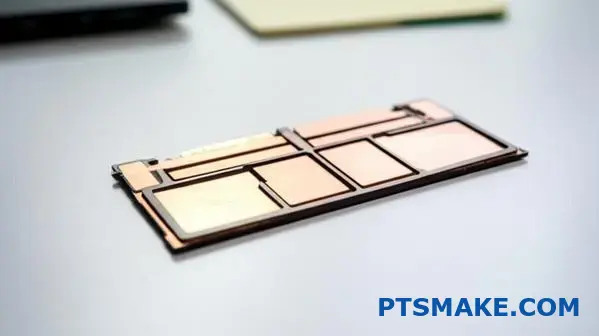 パッシブ冷却システムの熱管理技術を示す最新のスマートフォンの内部ヒートスプレッダー部品