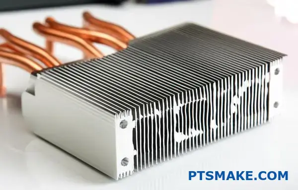 Szczegółowy widok termicznego systemu rurek cieplnych z miedzianymi rurkami i aluminiowymi żebrami chłodzącymi dla wydajnego rozpraszania ciepła