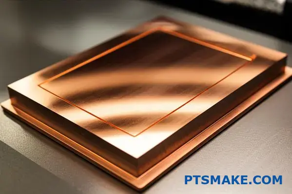 Värmespridare i polerad koppar som visar värmehanteringsteknik för elektroniska kylningstillämpningar