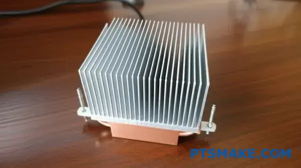 Hybridkylfläns med basplatta i koppar och lameller i aluminium för applikationer med termisk hantering