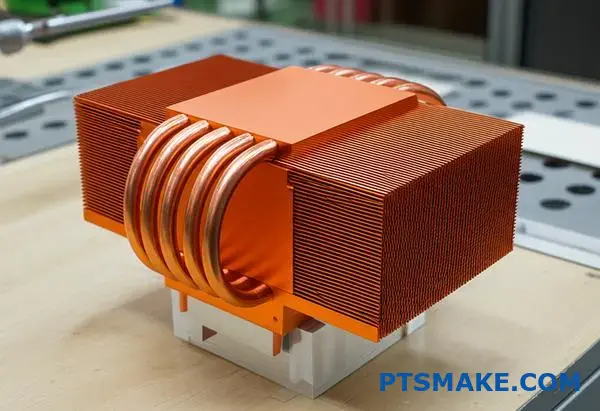 Detaljerad värmeavledare i koppar med precisionsflänsar för högpresterande CPU-kylning