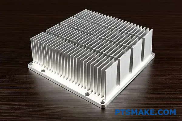 Professionell kylfläns i aluminium med skrovliga kylflänsar som visar teknik för termisk hantering på arbetsytan