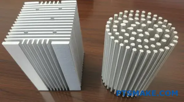 Jämförelse mellan kylflänsar med rak fenstruktur och kylflänsar med stiftfenstruktur med olika kylflänsstrukturer