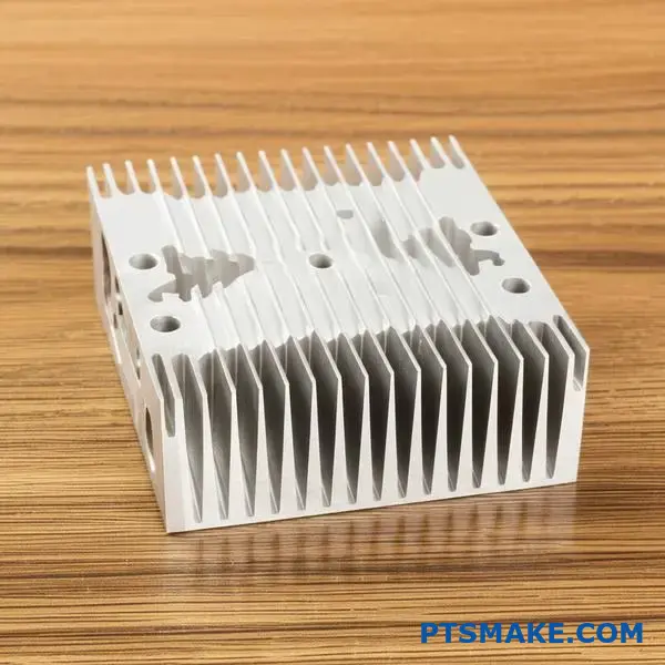 Detailed custom aluminum heat sink with precision extruded fins for thermal management applications