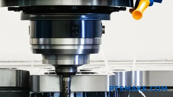 Precyzyjna maszyna CNC produkująca aluminiowy wspornik radiatora w nowoczesnym zakładzie przemysłowym prezentującym zaawansowaną produkcję komponentów do zarządzania ciepłem