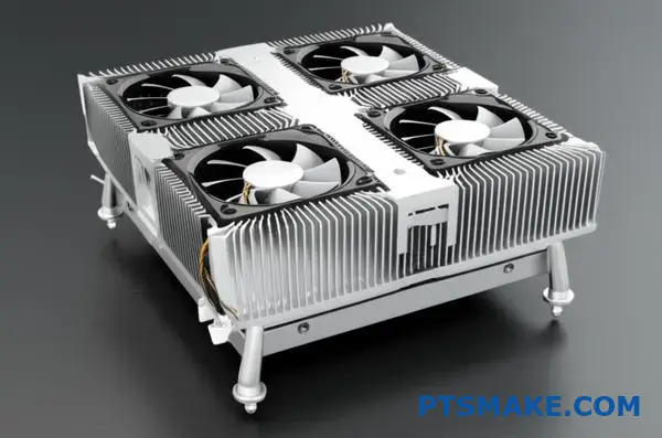 مبدد حرارة صناعي من الألومنيوم مزود بمراوح تبريد مدمجة لتطبيقات إدارة الحرارة