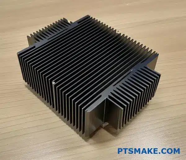 Professional thermal management component showing forged aluminum heat dissipation fins for electronic cooling applications