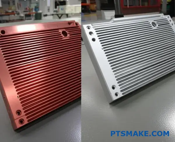 Two liquid cooling cold plates comparing copper and aluminum materials for thermal management applications