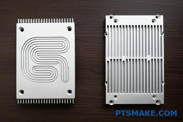 Сравнение змеевидных и параллельных потоков в алюминиевых пластинах жидкостного охлаждения с различными конфигурациями каналов