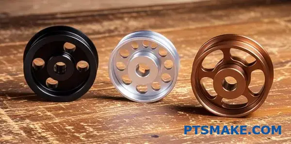 Tre kuggremskivor med solid, bana och ekerkonstruktion för olika mekaniska tillämpningar