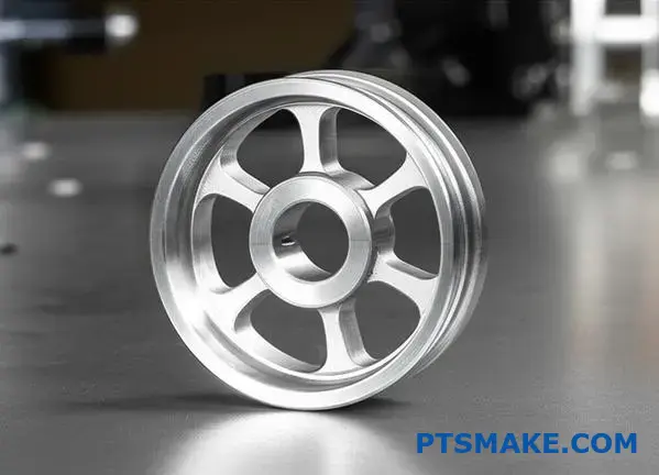 Aluminiumkuggremskiva med spoked konstruktion för minskad tröghet i höghastighetsapplikationer