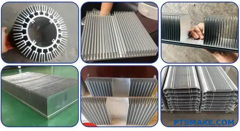 Vários componentes metálicos de alta precisão em exposição