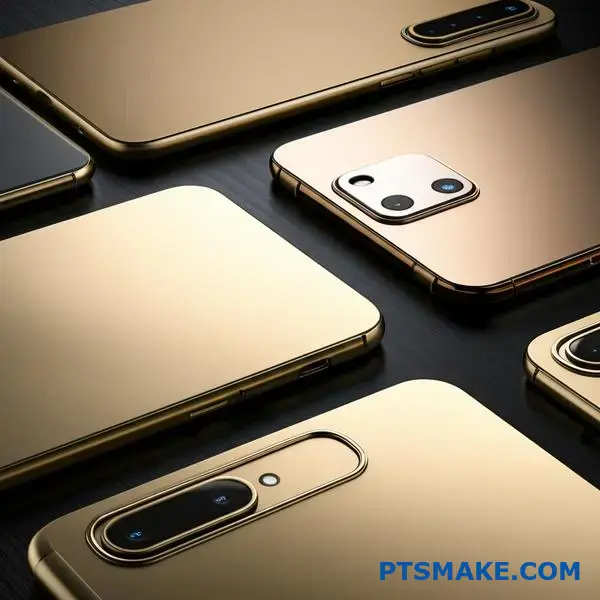 革新的なゴールド陽極酸化処理を施したプレミアムアルミ製スマホケース。グラデーション効果と多彩な質感を実現。