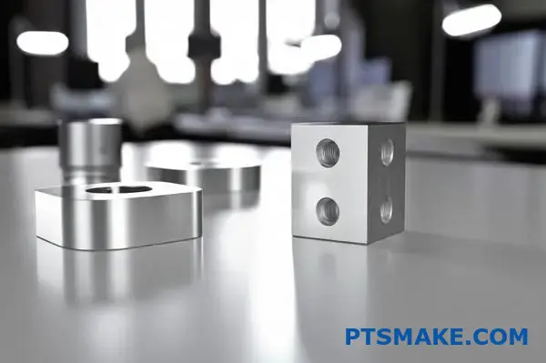 Professional clear anodized aluminum parts displaying natural finish and precise machining quality on workspace