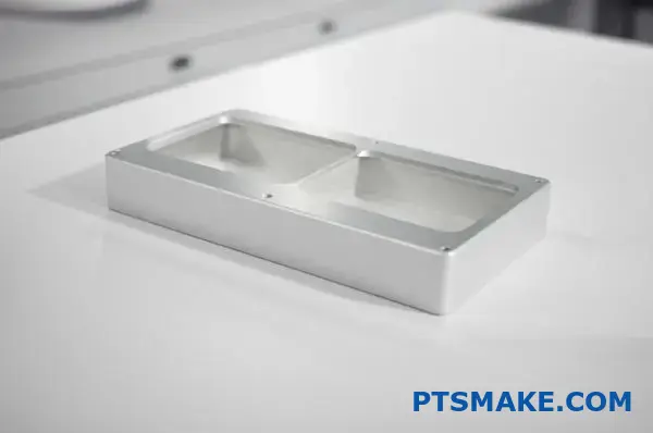 Transparent anodized aluminum medical equipment enclosure showing crystal clear protective coating on laboratory surface