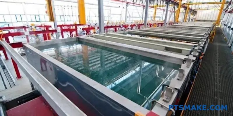 金表面処理および仕上げ工程用の複数処理槽を備えた工業用陽極酸化生産ライン