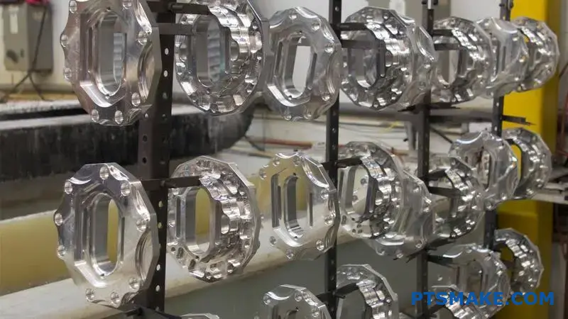 Row of High-Precision CNC Machined Metal Parts