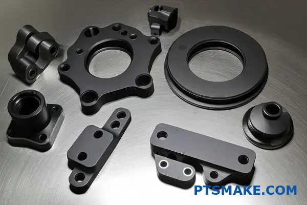 航空宇宙用途向けの各種ハードコート陽極酸化アルミニウム部品は、優れた表面処理と耐久性を示す