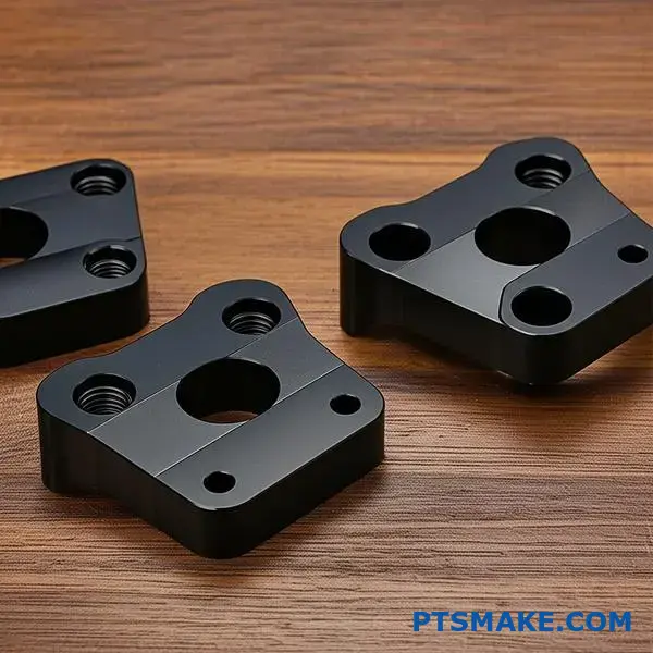 工業用途向けに優れたコーティング品質と精密な製造公差を実現した、プレミアム硬質アルマイト処理アルミニウム製ブラケット