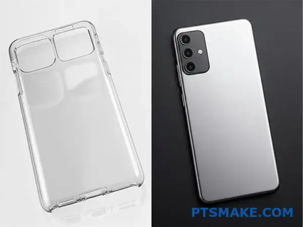 Side by side comparison of plastic and metal surfaces showcasing fingerprint resistant coating applications and benefits