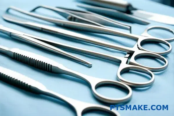 Professional medical surgical tools with fingerprint resistant stainless steel coating for sterile healthcare applications