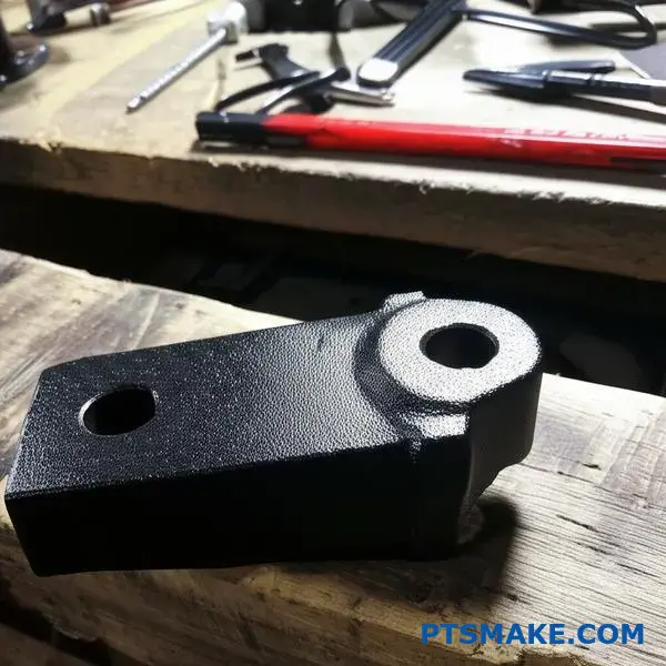 Detailed view of black oxide finished metal part showing enhanced surface texture and grip properties