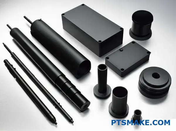 Medical precision parts with dark oxide surface treatment showcasing coating compliance standards