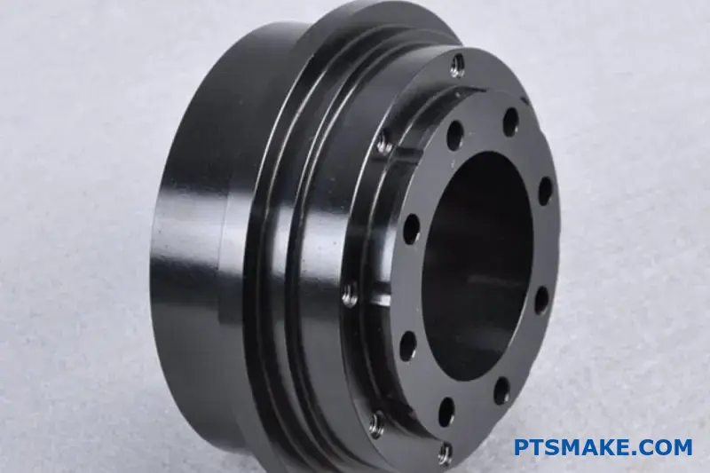 Black CNC Machined Component with Multiple Holes