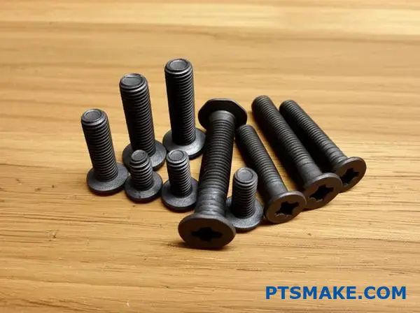 Mørke belagte fastgørelseselementer med oxidbehandling til vibrationsbestandige monteringsanvendelser