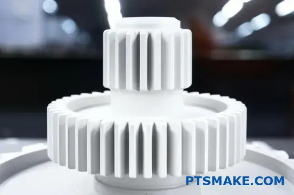 High-quality polyamide gear with professional powder coating finish showcasing advanced surface treatment services