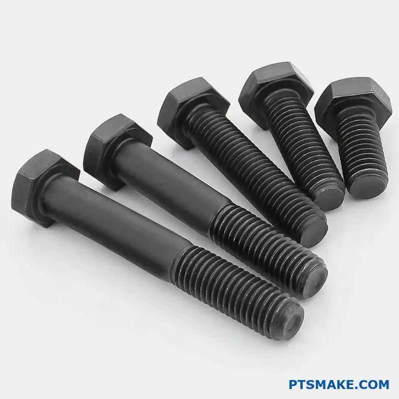 Five Black Hex Bolts with Threads