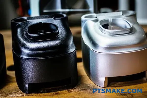 黒色酸化皮膜と亜鉛めっき表面仕上げの比較:異なる被膜外観と質感を示す金属自動車部品における