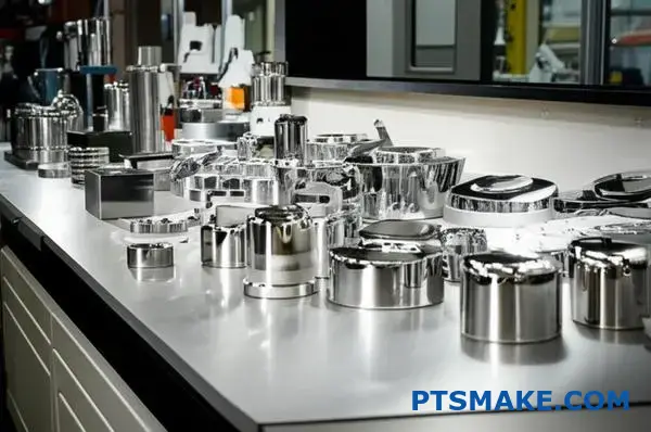 Vergelijking van verchroomde en vernikkelde metalen onderdelen met verschillende metalen oppervlakteafwerkingen voor thermische prestatietoepassingen