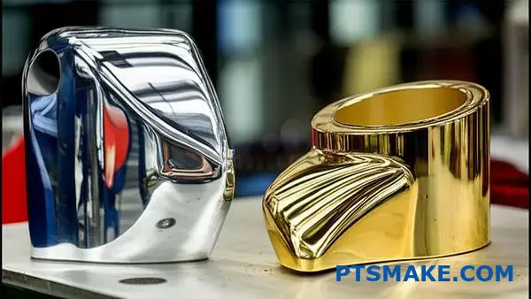 Vergelijking van verchroomde en vernikkelde afwerkingen op metalen auto-onderdelen met verschillende oppervlakte-eigenschappen en uiterlijke kenmerken