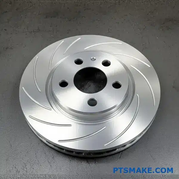 Automotive brake rotor with protective Dacromet anti-rust coating on industrial surface