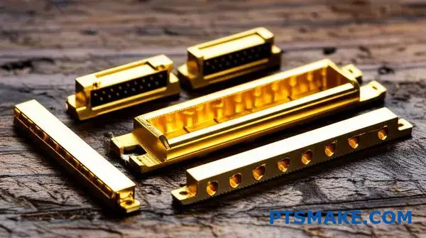 Electronic connectors with various gold coating thicknesses displayed for plating selection guidance