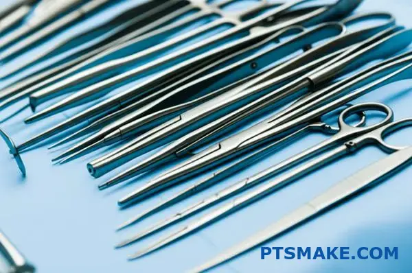 Professioneel chirurgisch gereedschap met satijnnikkel coating getoond op onderzoekstafel in klinische omgeving