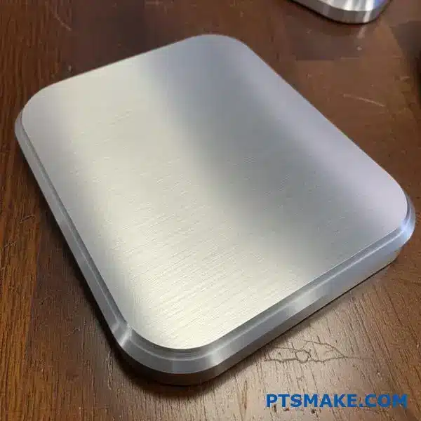 Aluminum housing displaying brushed metallic surface texture with carefully designed rounded corners and chamfered edges for optimal finishing