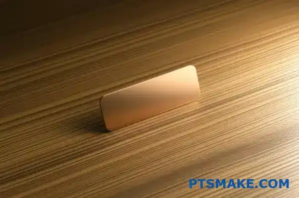 Bronze finished component displaying brushed metallic surface treatment with refined textural details and warm lighting