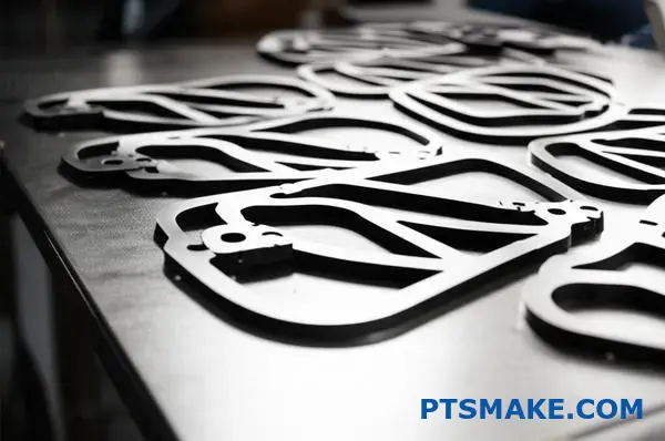 Automotive metal brackets with uniform black nickel coating showcasing proper design features for optimal plating results