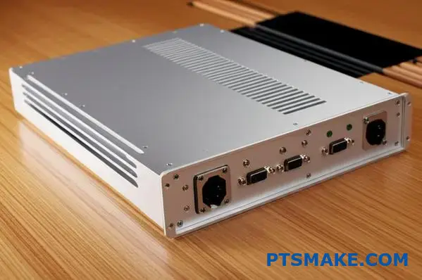 Silver aluminum RF housing enclosure with passivated surface treatment for electromagnetic interference shielding and electrical conductivity