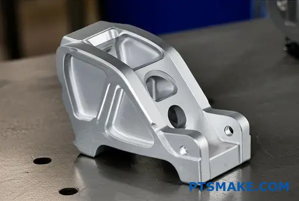 Complex metal bracket with zinc coating finish showcasing uniform galvanic plating on engineered surfaces