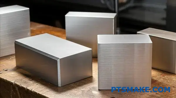 Various metal blocks showing different base materials used for galvanizing and electroplating processes